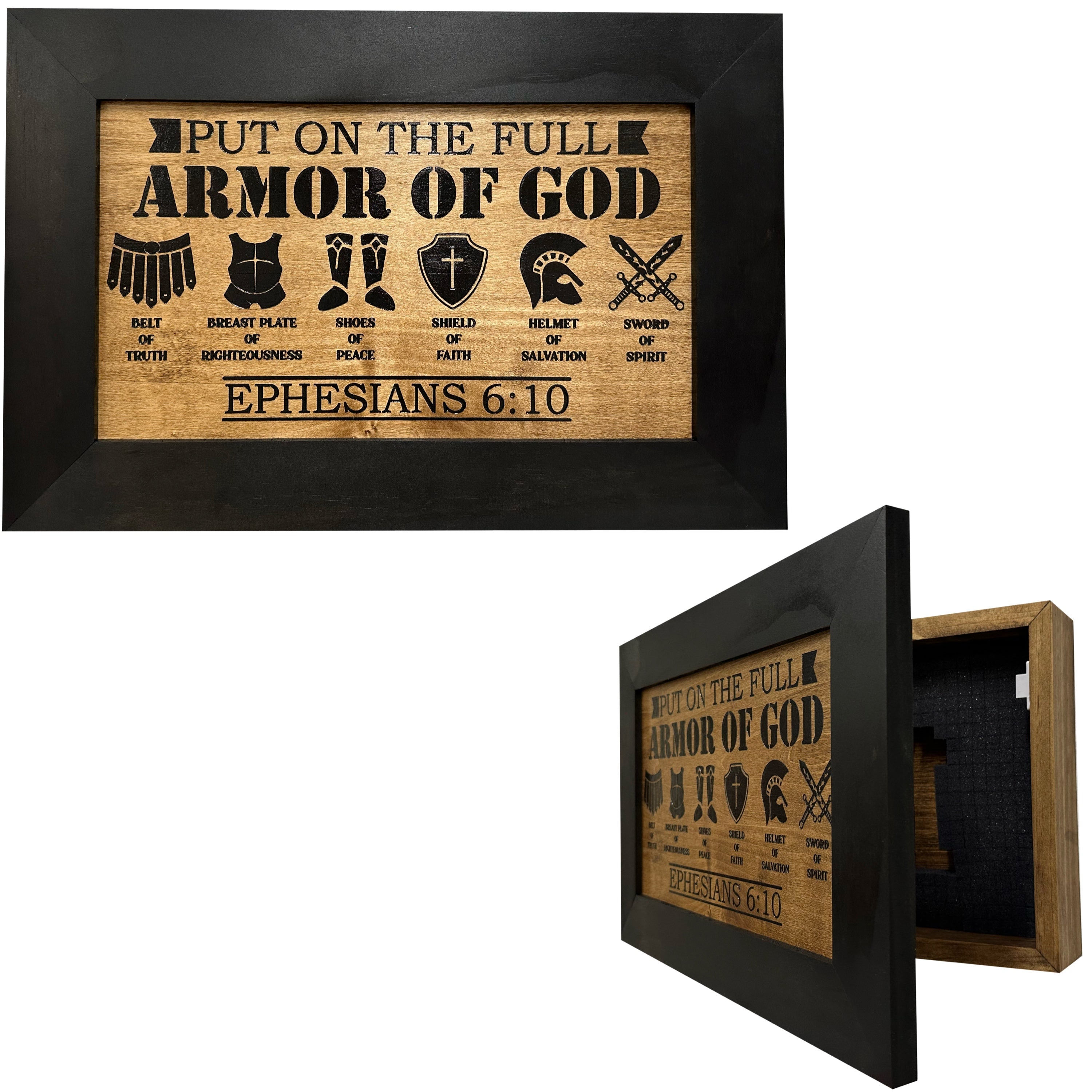 Covert Comforts Handcrafted "Armor of God" Hidden Gun Safe