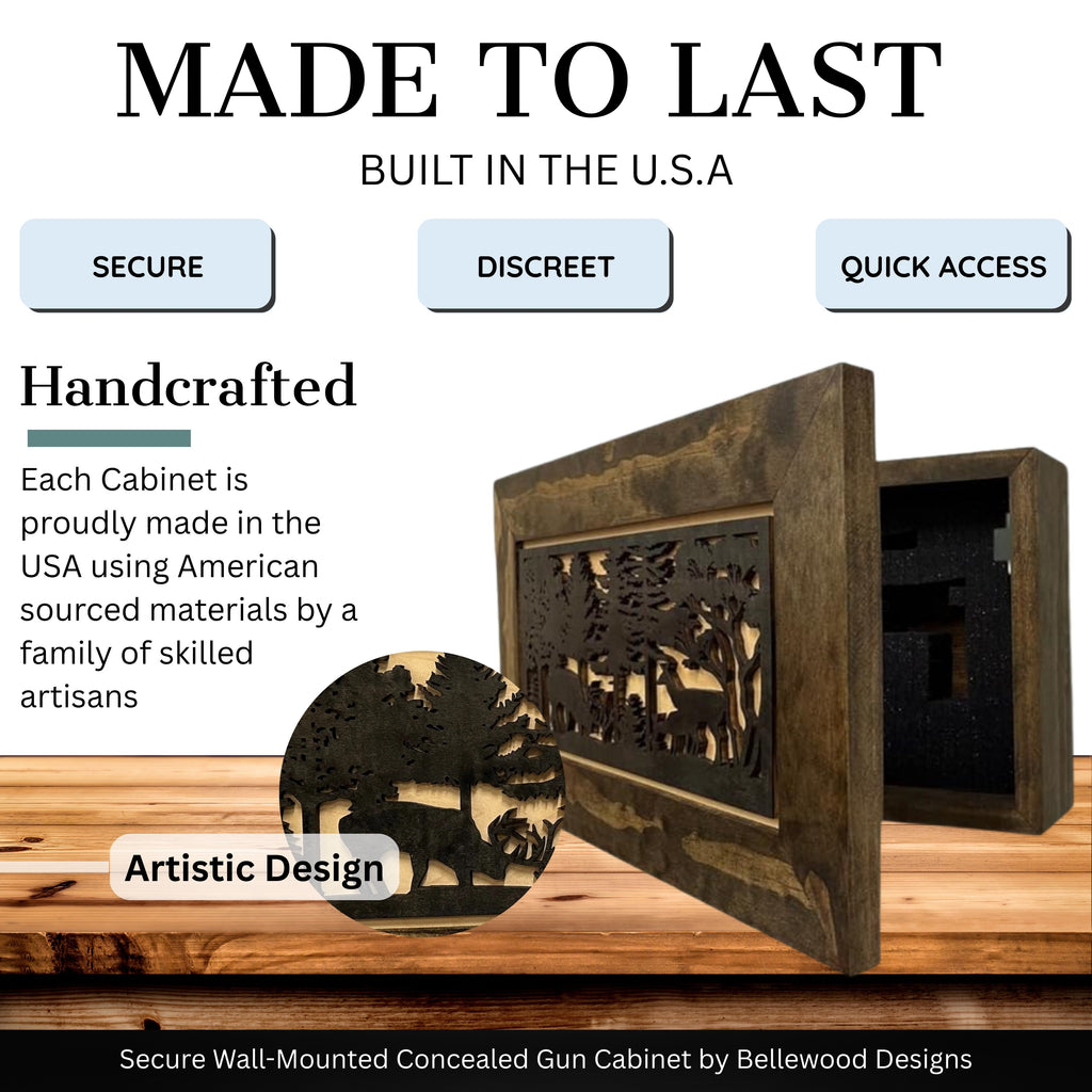 Covert Comforts Handcrafted "Deer Scene" Hidden Wall Gun Cabinet