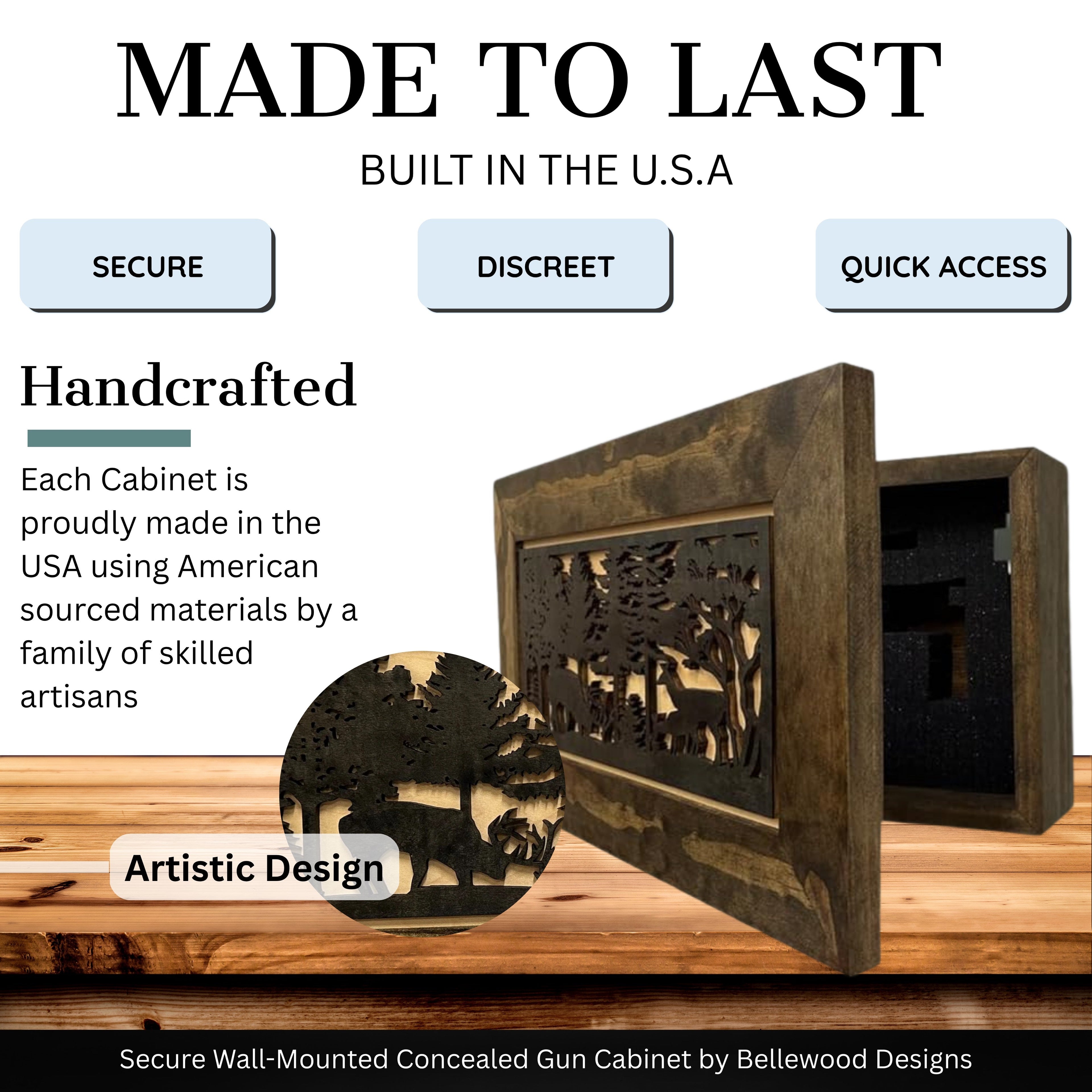 Covert Comforts Handcrafted "Deer Scene" Hidden Wall Gun Cabinet