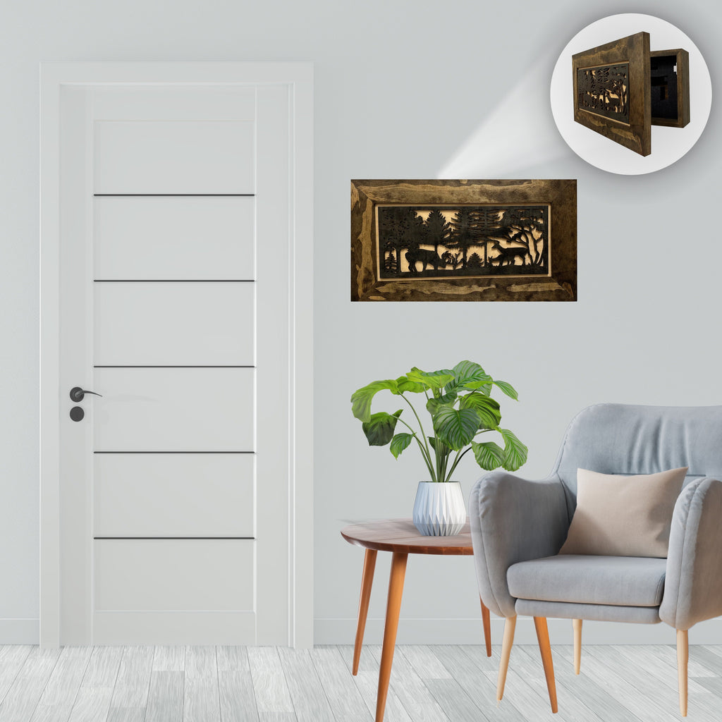 Covert Comforts Handcrafted "Deer Scene" Hidden Wall Gun Cabinet