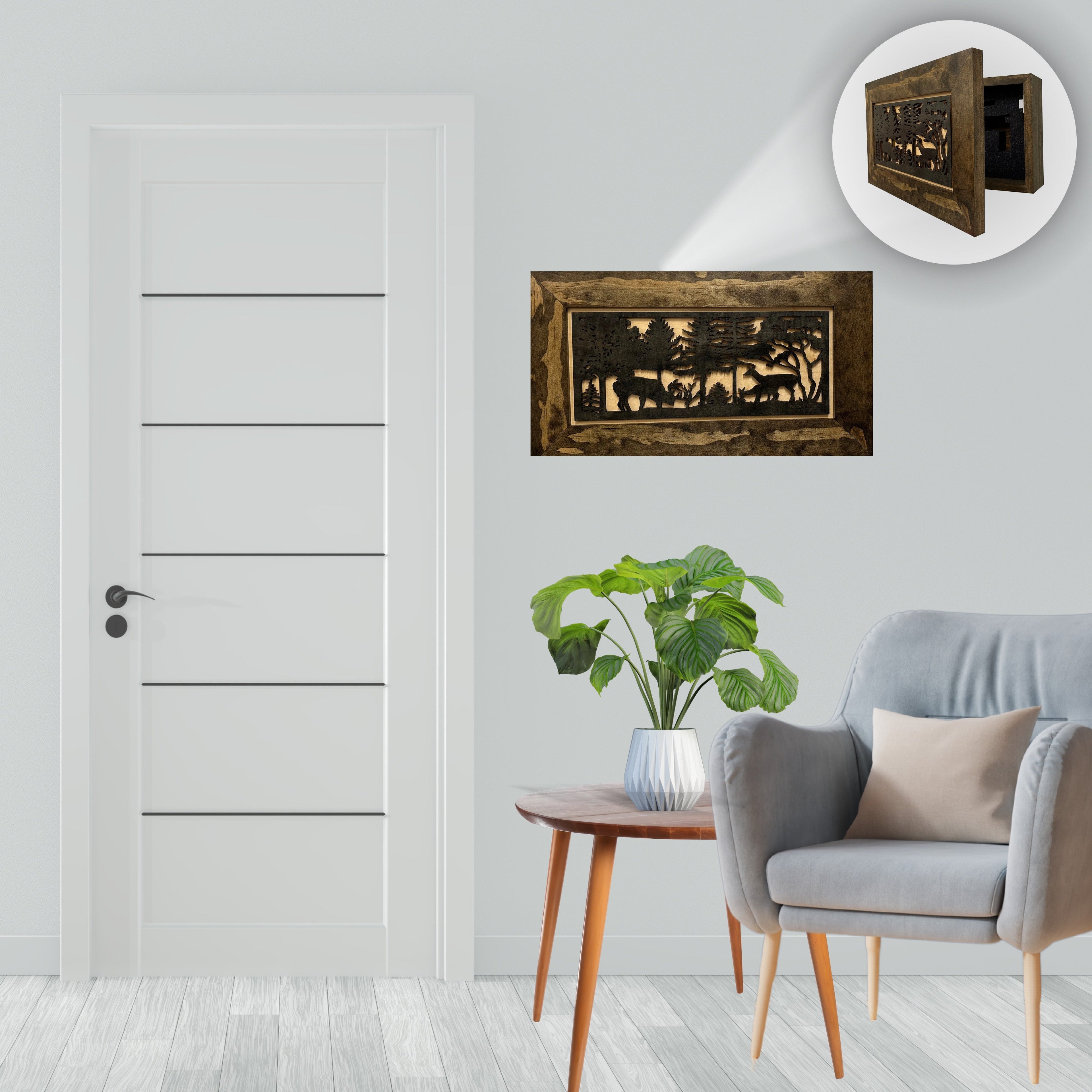 Covert Comforts Handcrafted "Deer Scene" Hidden Wall Gun Cabinet