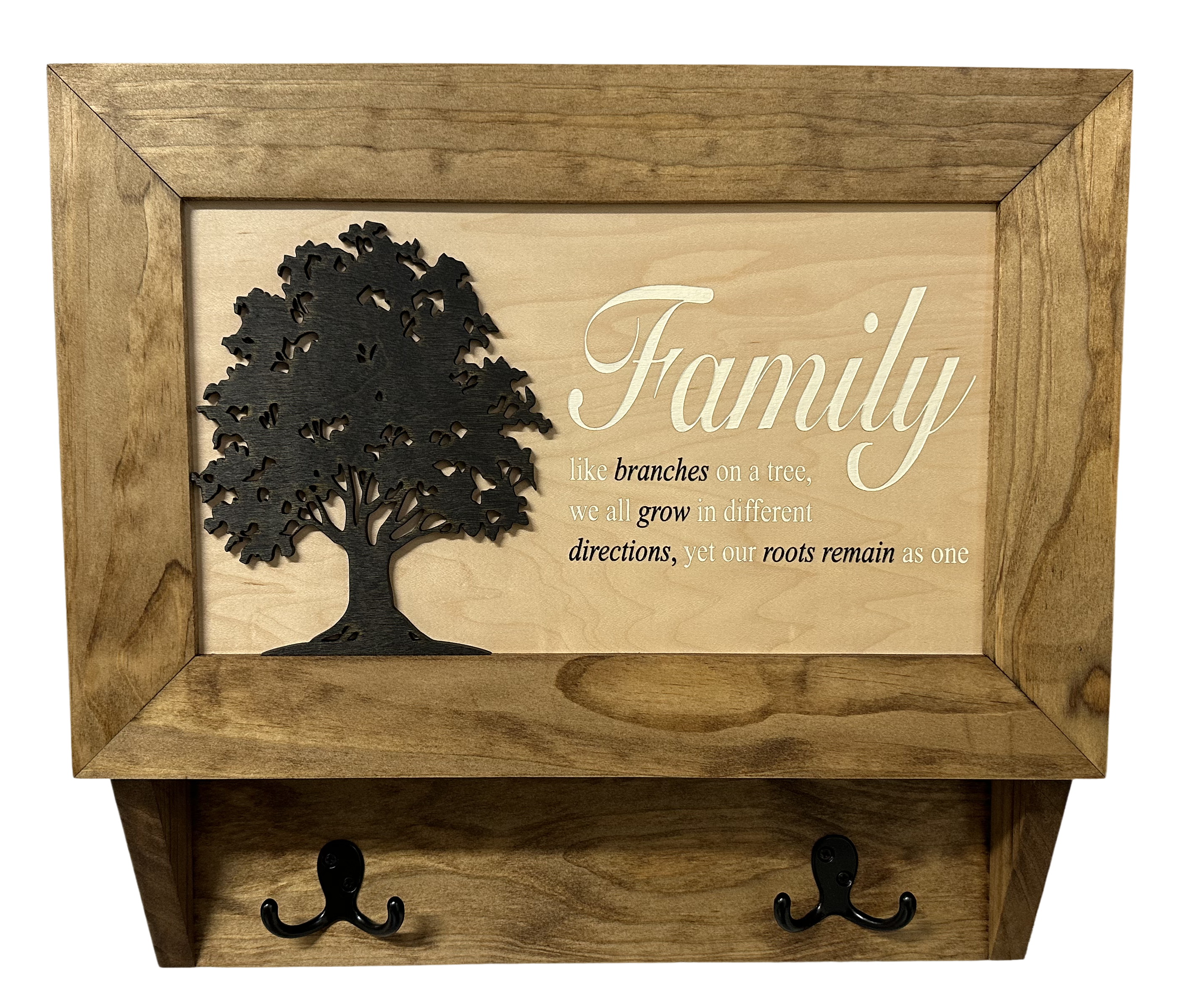 Family Tree Gun Safe Coat Rack - Handcrafted Wooden Gun Cabinets - Gun Shelf Hidden Storage for Rifles, Shotguns, & Handguns - Quick Access Hidden Wall Safe