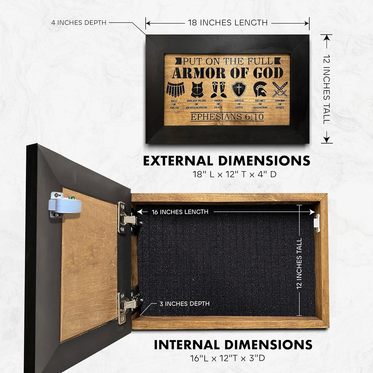 Covert Comforts Handcrafted "Armor of God" Hidden Gun Safe