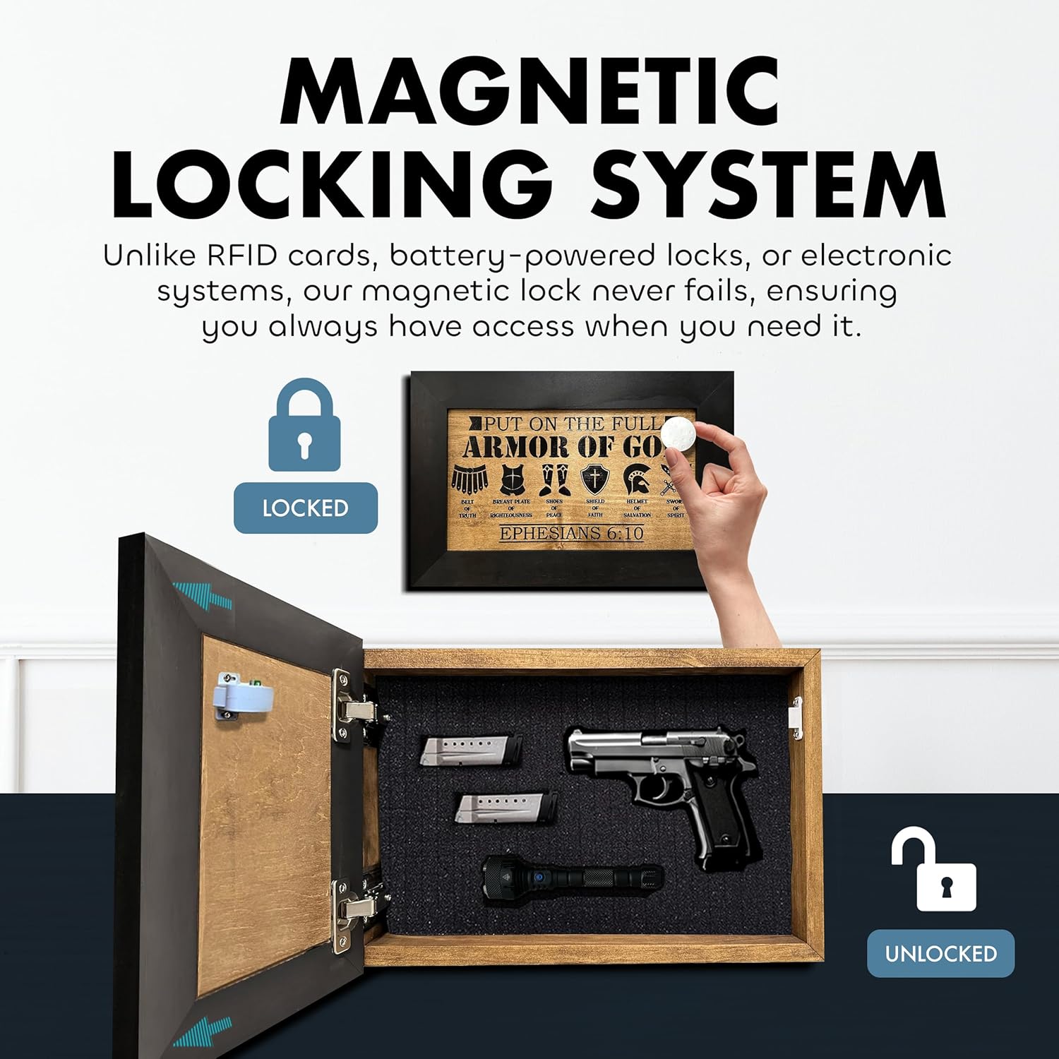 Covert Comforts Handcrafted "Armor of God" Hidden Gun Safe