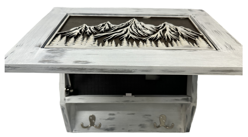 Covert Comforts Handcrafted "Snow Mountain" Hidden Gun Safe Coat Rack