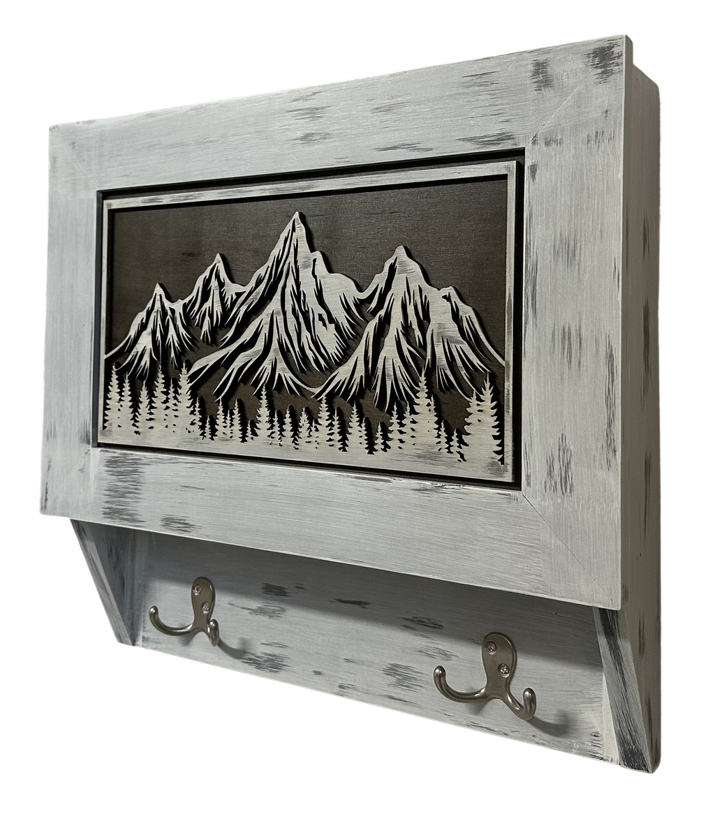 Covert Comforts Handcrafted "Snow Mountain" Hidden Gun Safe Coat Rack