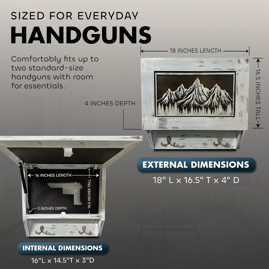 Covert Comforts Handcrafted "Snow Mountain" Hidden Gun Safe Coat Rack