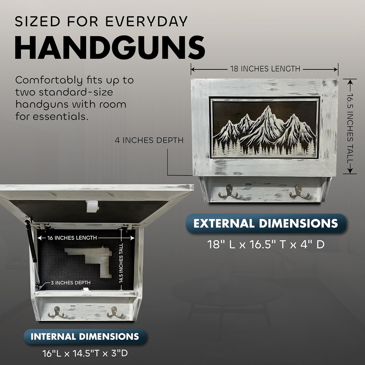 Covert Comforts Handcrafted "Snow Mountain" Hidden Gun Safe Coat Rack