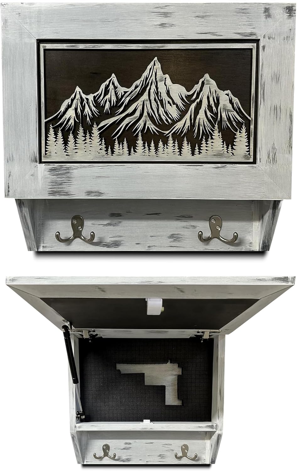 Covert Comforts Handcrafted "Snow Mountain" Hidden Gun Safe Coat Rack